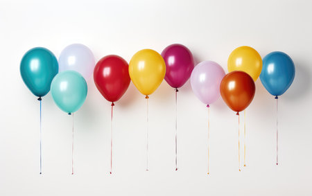 Colorful Latex Balloons in Assorted Sizes Festive Air Delight Isolated on White Backgroundの素材