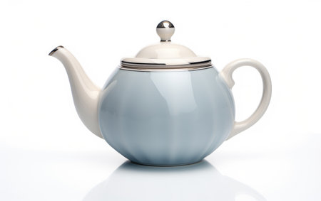 Timeless Elegance Image of Ceramic Teapot with Classic Teardrop Design Isolated on White Backgroundの素材
