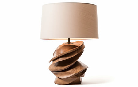 Reveling in the Aesthetics of a Unique Contemporary Table Lamp Isolated on White Backgroundの素材