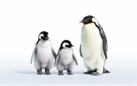 Cute Penguins Waddling Isolated on White Backgroundの素材