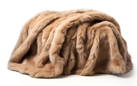 A Captivating Glimpse into a Cozy Faux Fur Throw Blanket for Snuggling Isolated on White Backgroundの素材