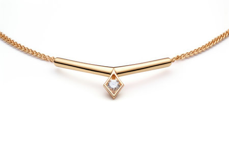 A Gold and Diamond Choker Necklace Featuring Timeless Elegance Isolated on White Backgroundの素材