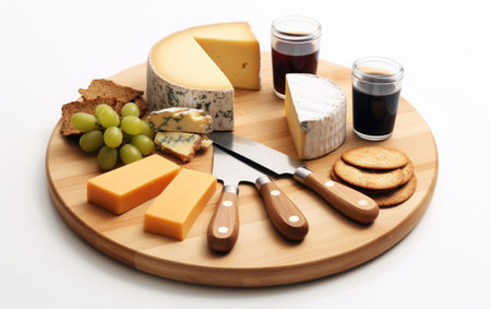 Practical and Compact Picnic Cheese Board Isolated on White Backgroundの素材