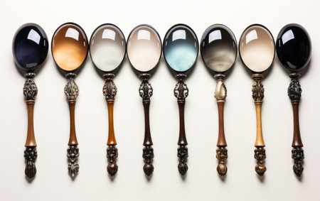 Vintage Hand Mirrors Arranged in Horizontal Positionの素材