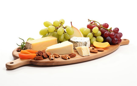 A Delectable Cheese Platter with Assorted Fruits and Nutsの素材