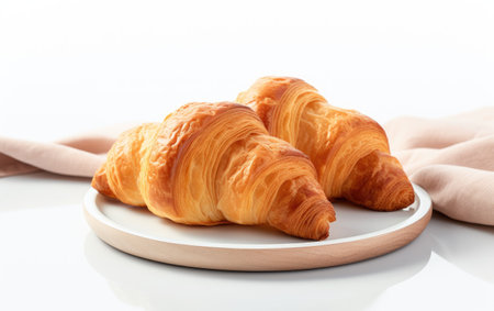 Pristine Presentation of Classic Croissants for a Culinary Delightの素材