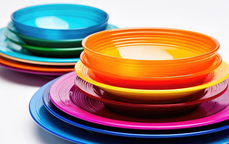 Elevate Mealtime with a Colorful Plastic Palette Setの素材