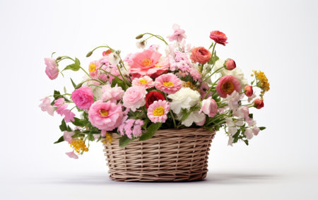 The Artistry of Flower Basket Arranging Tools in a Bouquet of Mixed Bloomsの素材