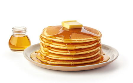 Breakfast Delight with a Tower of Golden Pancakesの素材