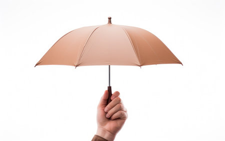 Man's Hand with Umbrella in Gigapixel Detail Isolated on White Backgroundの素材