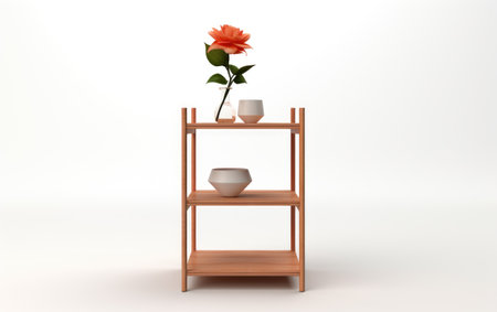 The Artistry of an Adjustable Shelving Unit with a Singular Flair Isolated on White Backgroundの素材