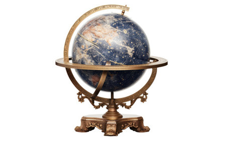 A Detailed Look at the Celestial Globe in Isolated Brilliance Isolated on White Backgroundの素材
