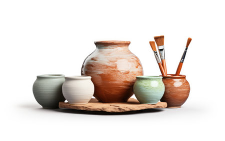 Exploring the Vibrant Possibilities of an Isolated Ceramic Painting Kit Isolated on White Backgroundの素材