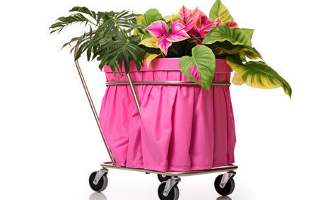A Detailed Look at the Collapsible Rolling Laundry Cart Isolated on White Backgroundの素材