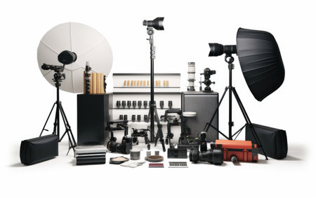 A Detailed Look at the Digital Photography Starter Kit Isolated on White Backgroundの素材