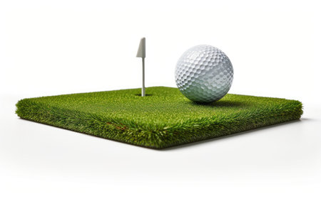 A Glimpse into the Compact Putting Green with Auto Ball Return Perfecting Golf Game at Home Isolated on White Backgroundの素材