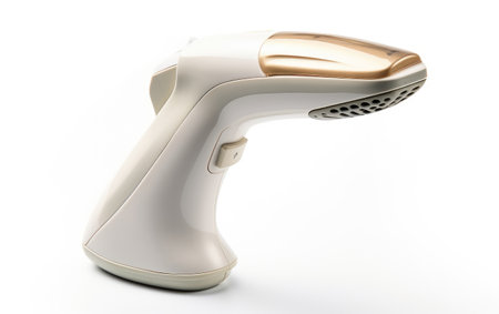 Exploring the Portable Design of the Isolated Compact Travel-Size Handheld Garment Steamer Isolated on White Backgroundの素材