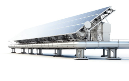 A Detailed Look at the Isolated Concentrated Solar Power Plant with Thermal Storage Harnessing Sun's Power Isolated on White Backgroundの素材