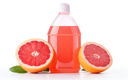 Grapefruit All-Purpose Bathroom Cleaner in Action Isolated on White Backgroundの素材