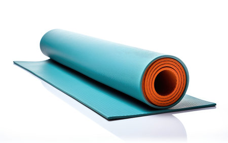 The Portable Serenity of a Foldable Travel Yoga Mat Isolated on White Backgroundの素材