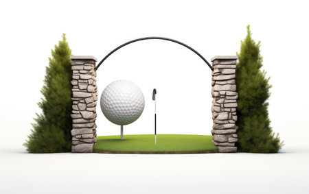 Golf Putting Cup Liner Shines White Isolated on White Backgroundの素材