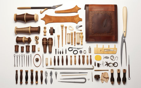 Isolated View of Leathercraft Kit in Detail Isolated on White Backgroundの素材