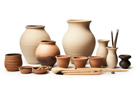A Showcase of Pottery Starting Excellence for Aspiring Crafters Isolated on White Backgroundの素材