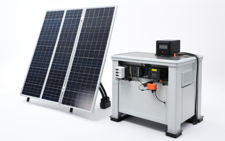 A Snapshot into the World of Off-Grid Solar Power Systems with Precision Isolated on White Backgroundの素材