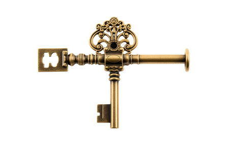 Isolated Lock and Key, a Symbol of Security Isolated on White Backgroundの素材