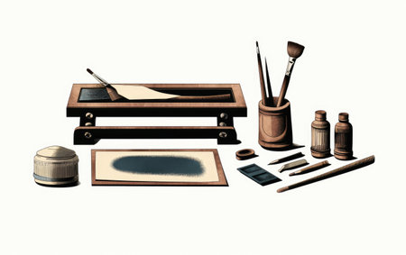 Lino Printing Kit Unveiled, Isolated for Creativity Isolated on White Backgroundの素材