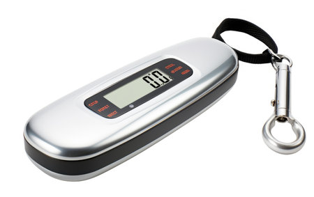 A Visual Celebration of a Portable Travel Luggage Scale in Isolation Isolated on White Backgroundの素材