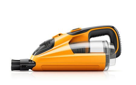 A Detailed Glimpse into the Vacuuming Brilliance of a Portable Travel Hand Vacuum Isolated on White Backgroundの素材