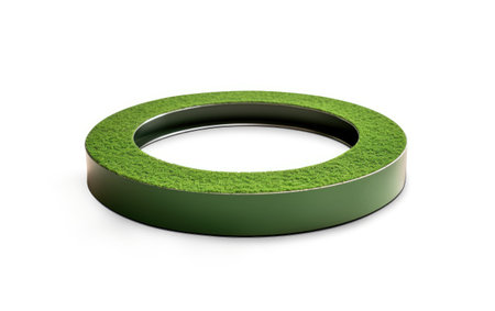 A Detailed Glimpse into the Artistic Brilliance of a Putting Green Hole Reducer Ring Isolated on White Backgroundの素材