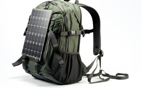 Exploring the Functional Design of the Isolated Solar Backpack with Built in Charger Isolated on White Backgroundの素材