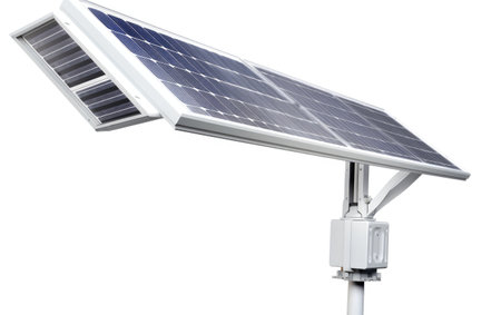 A Captivating Glimpse of Solar Powered LED Street Light Isolated on White Backgroundの素材