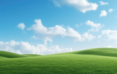 Clouds Drift Above the Luxuriant Green Field scapeの素材