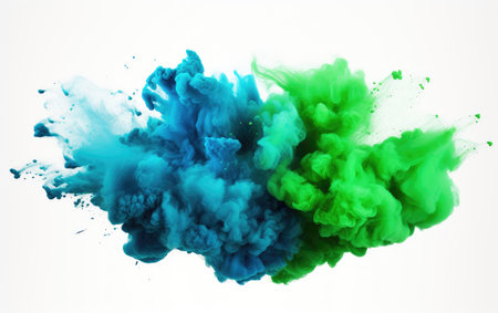 Blue and Green Powder Explodes, Unleashing a Visual Wave of Artistic Brillianceの素材