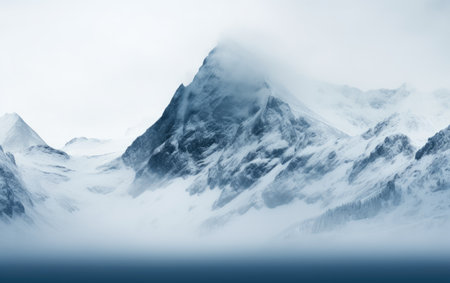 Exploring the Otherworldly Aura of Freezing Fog on Snowy Peaksの素材