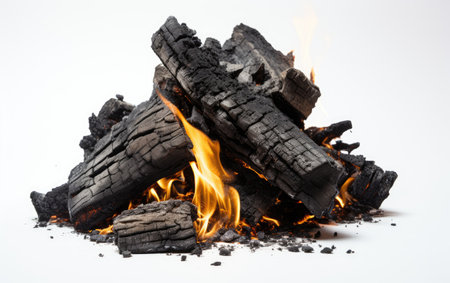 Flaming Mosaic: The Captivating Tapestry Woven by Wooden Charcoal on Fireの素材