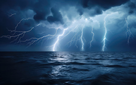 The Resilience of the Ocean Amidst Thunderstorm Chaosの素材
