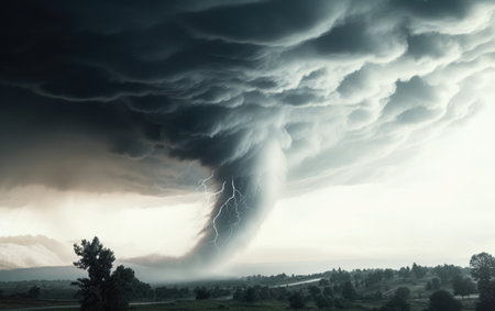The Echoing Roar of Thunder Over a Tornado's Pathの素材