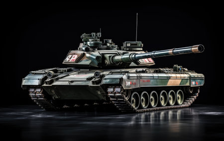 Take Charge with Remote Tank Command Precision in Motion Isolated on White Backgroundの素材
