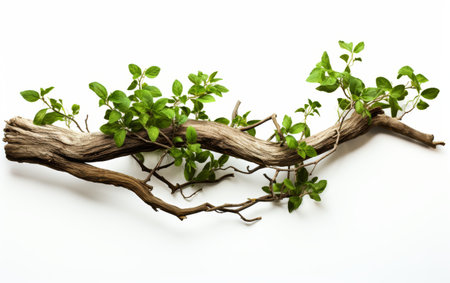 .A branch of a tree covered with vibrant green leaves is featured in this scene. The leaves are healthy and lush, basking in the sunlight. On PNG Transparent Clear Background..の素材