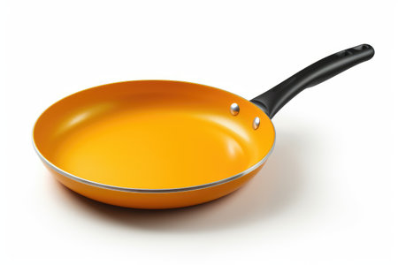 Orange Pan With Black Handle on White Background. on a White or Clear Surface PNG Transparent Background..の素材