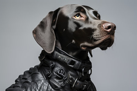 Stylish Canine in Noir Leather Ensemble..の素材