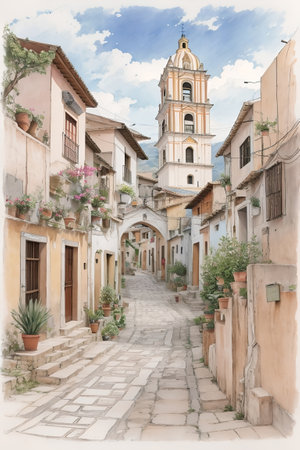 typical street in the old townの素材