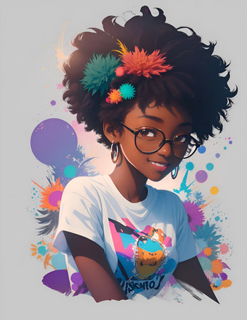 Portrait of a beautiful young african american woman wearing glassesの素材
