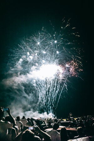 White Fireworks at Nightの写真素材
