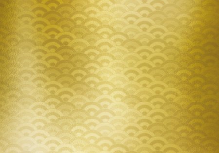 Gold background of Japanese paperの写真素材