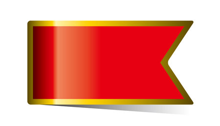 Illustration of a red and gold flag button on a white backgroundのイラスト素材